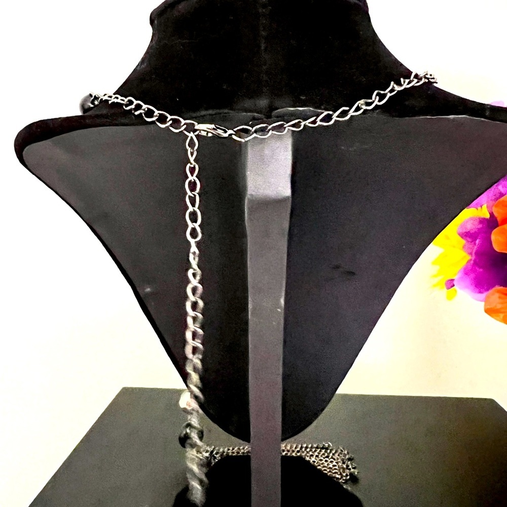 Elegant Black, Silver and Gunmetal Beaded Tassel Necklace - Picture 5 of 5